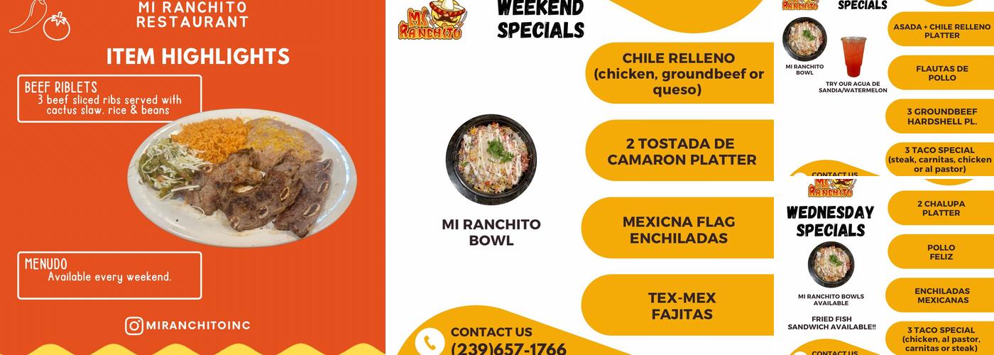 Mi Ranchito Restaurant, Ice Cream & Cake Menu
