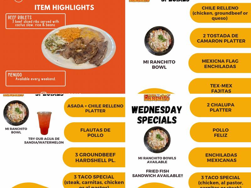 Mi Ranchito Restaurant, Ice Cream & Cake Menu