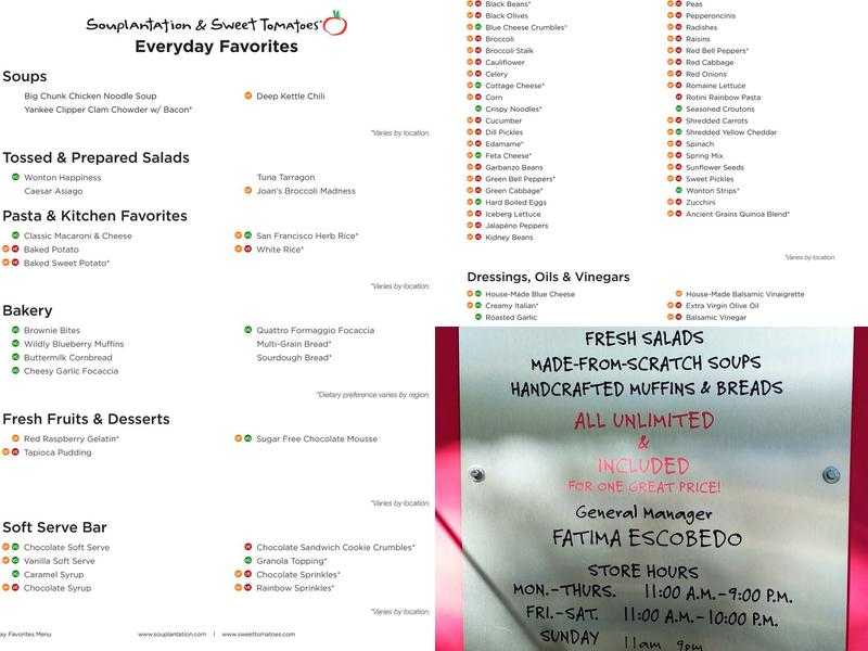 Sweet Tomatoes Menu