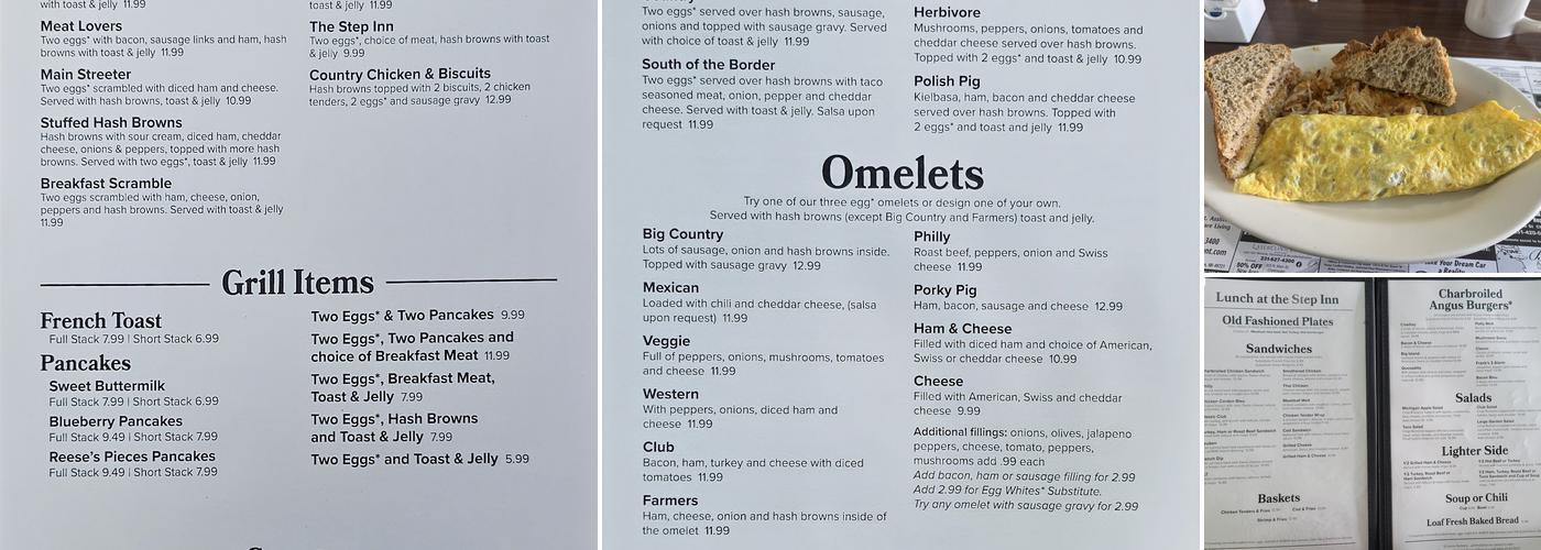 Step Inn Menu