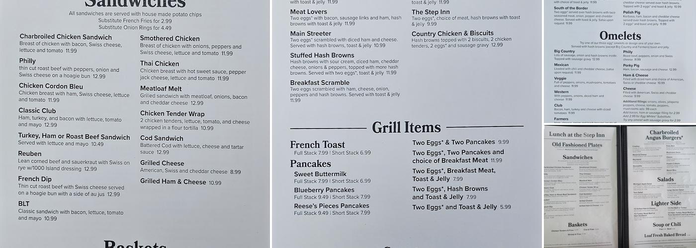 Step Inn Menu