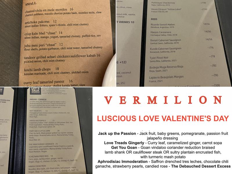 Vermilion Menu