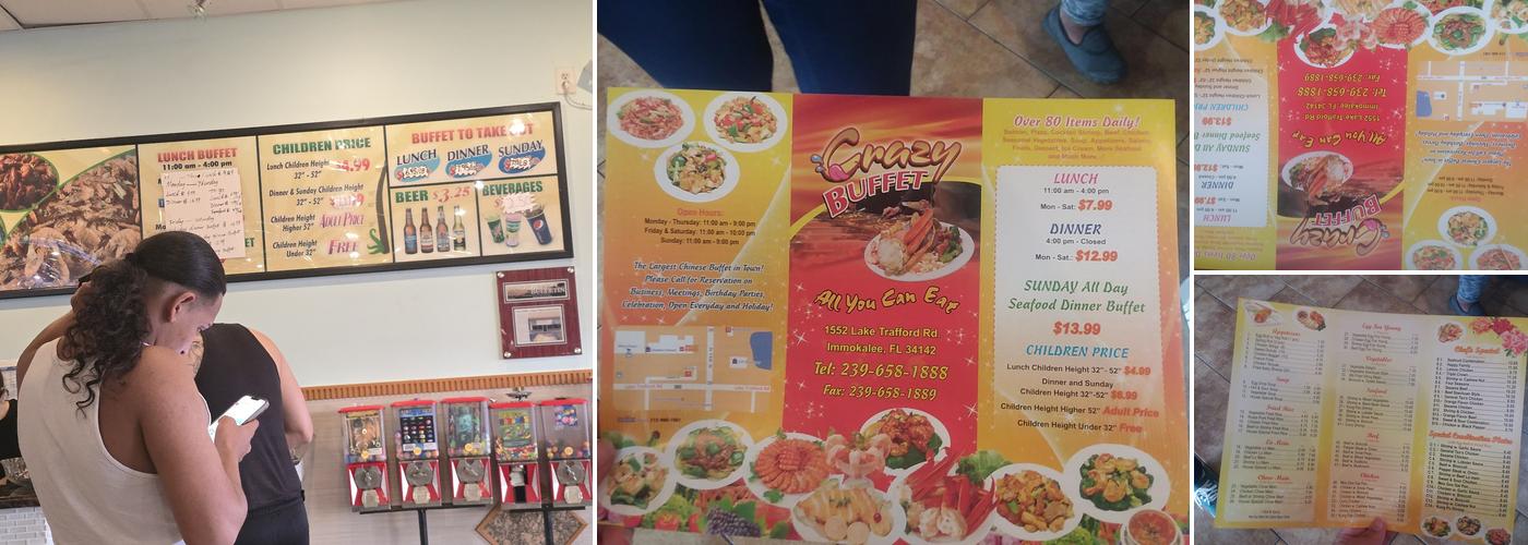 Crazy buffet Menu