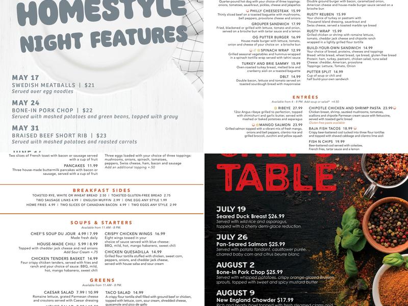 The Rusty Putter Menu