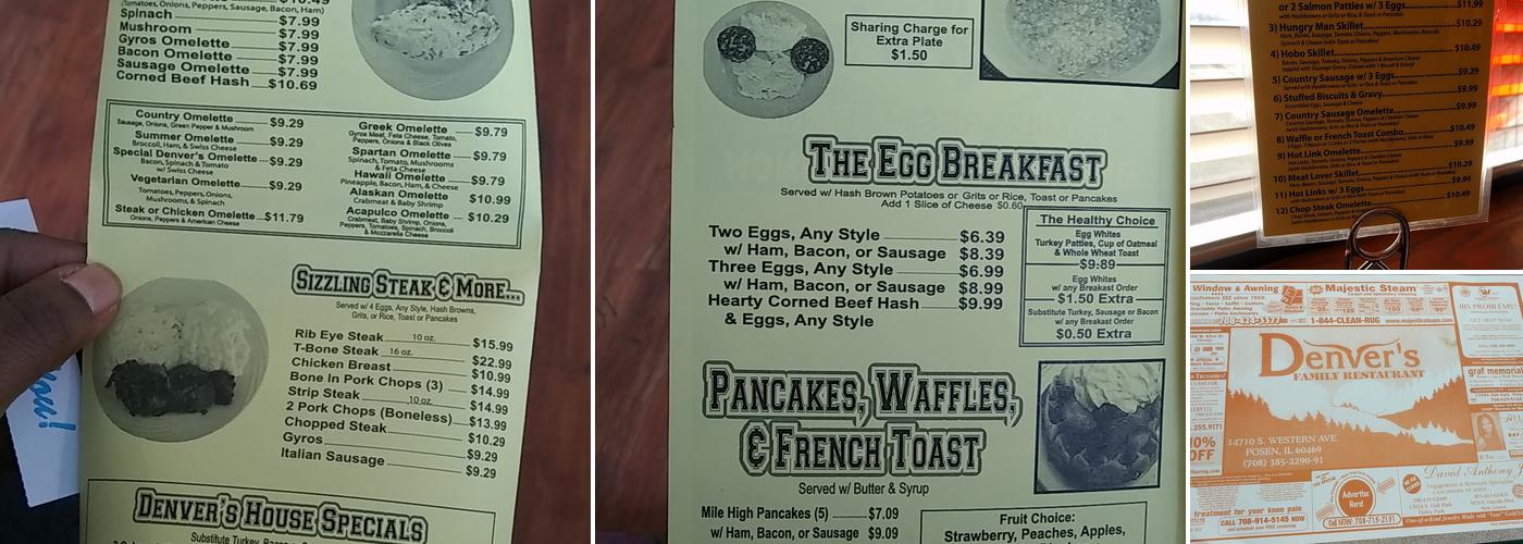 Denvers Restaurant Menu