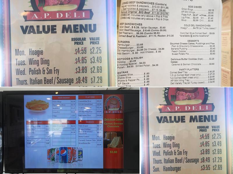A P Deli III Menu