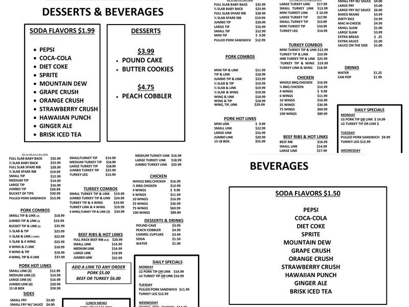 Uncle John's Bar-B-Que Menu