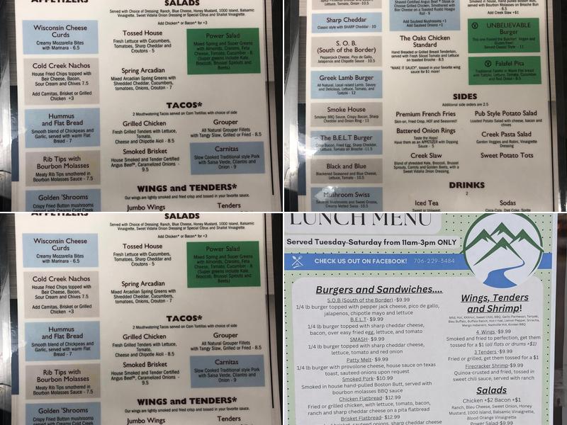 Cold Creek At North Oaks Menu