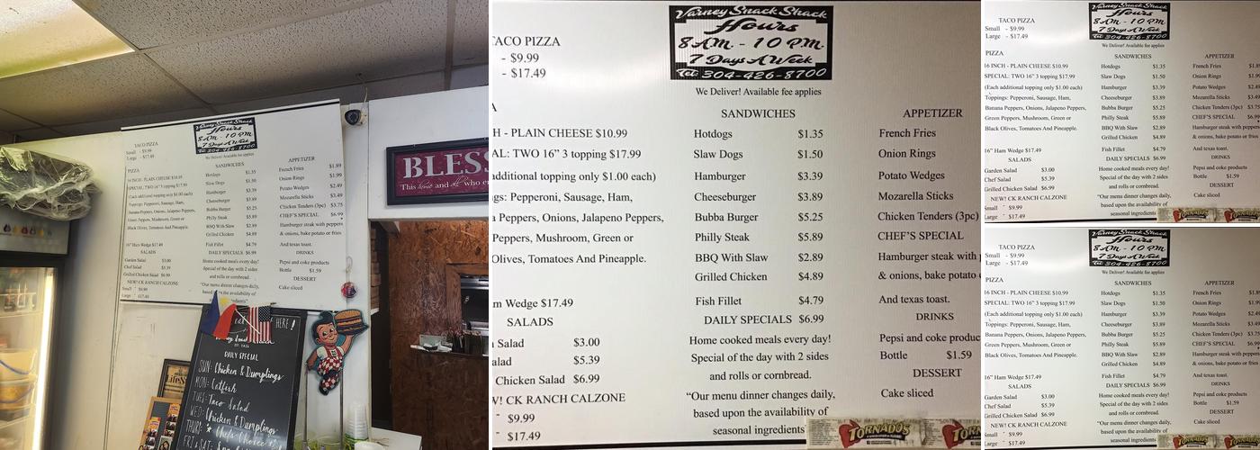 Varney Snack Shack Menu