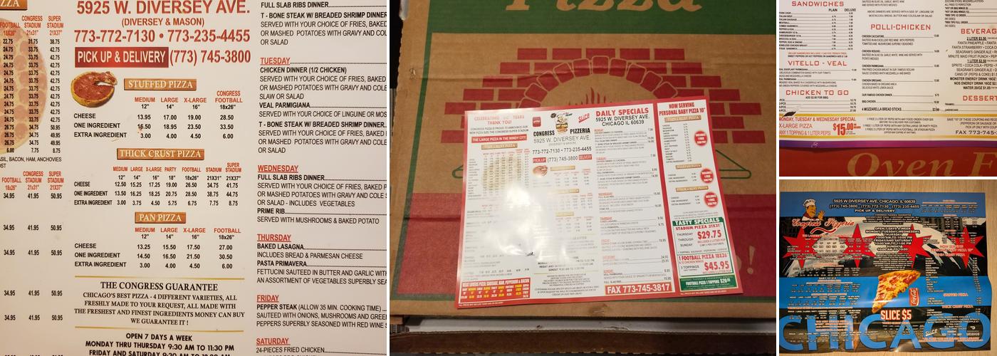 Congress Pizzeria Menu