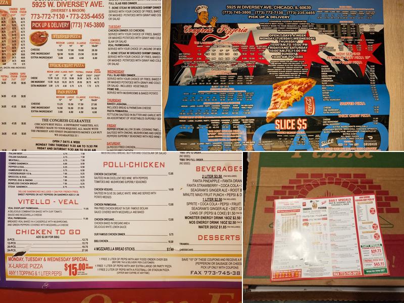 Congress Pizzeria Menu