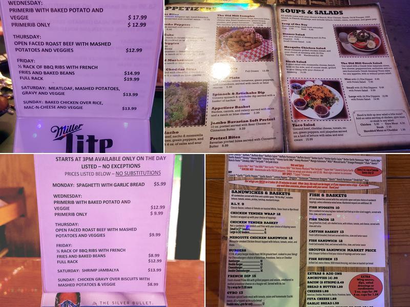 Old Mill Tavern Menu