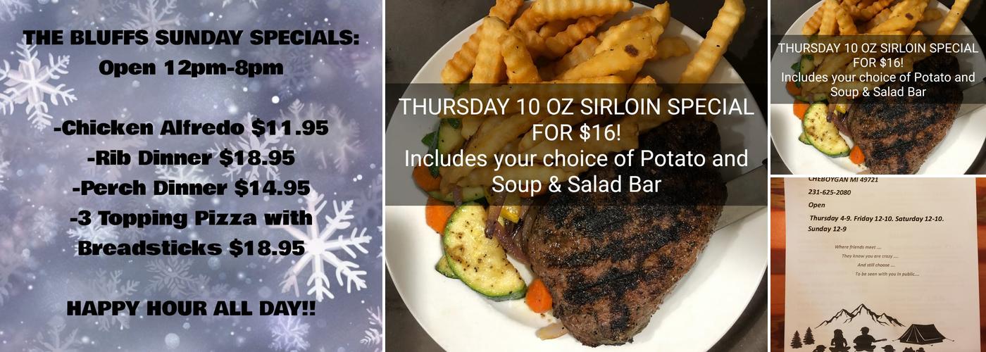 The Bluffs on the Lake Menu