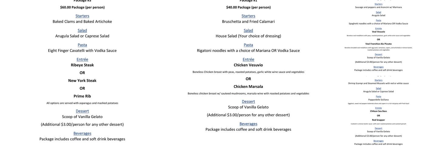 Donny G's Ristorante Menu