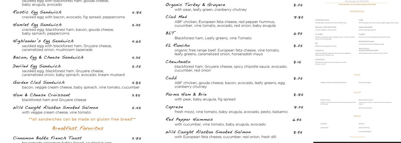 Rustic Knead Menu