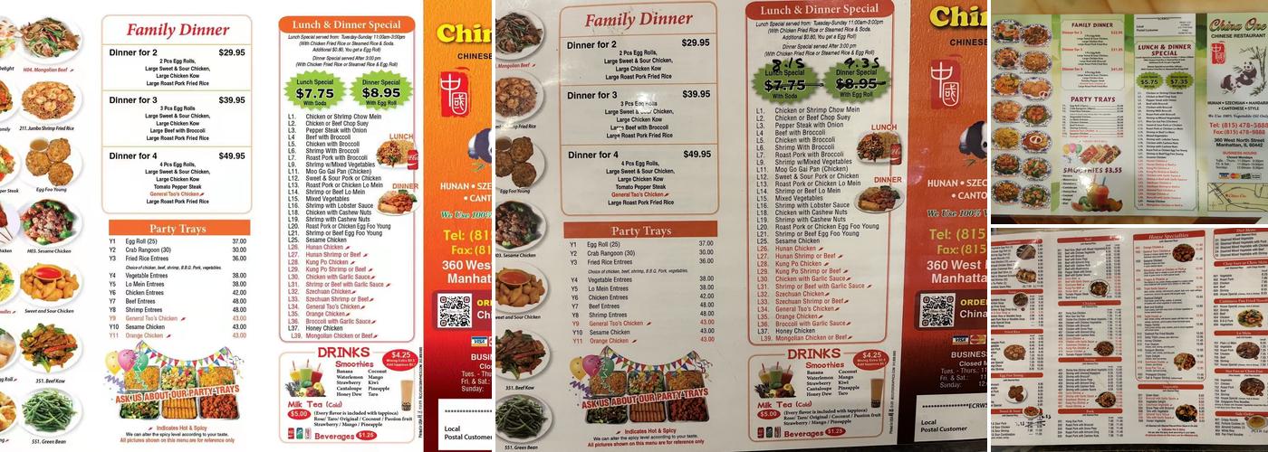 China One Menu