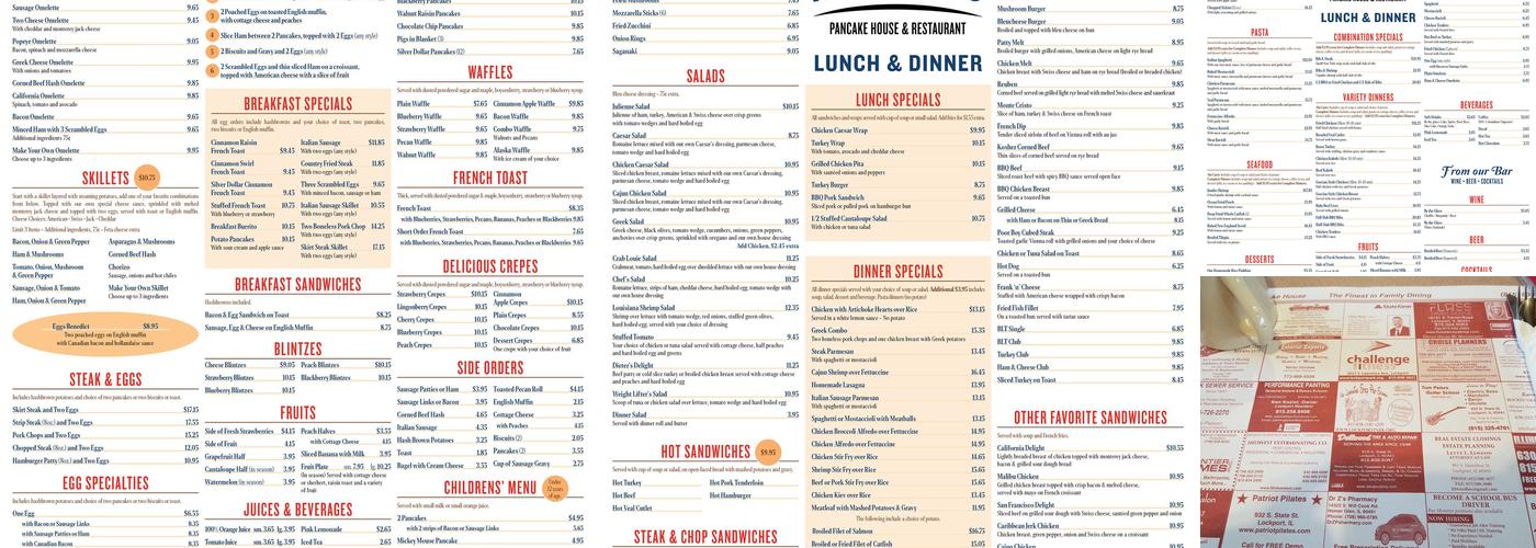 Anthony's Pancake House & Restaurant Menu