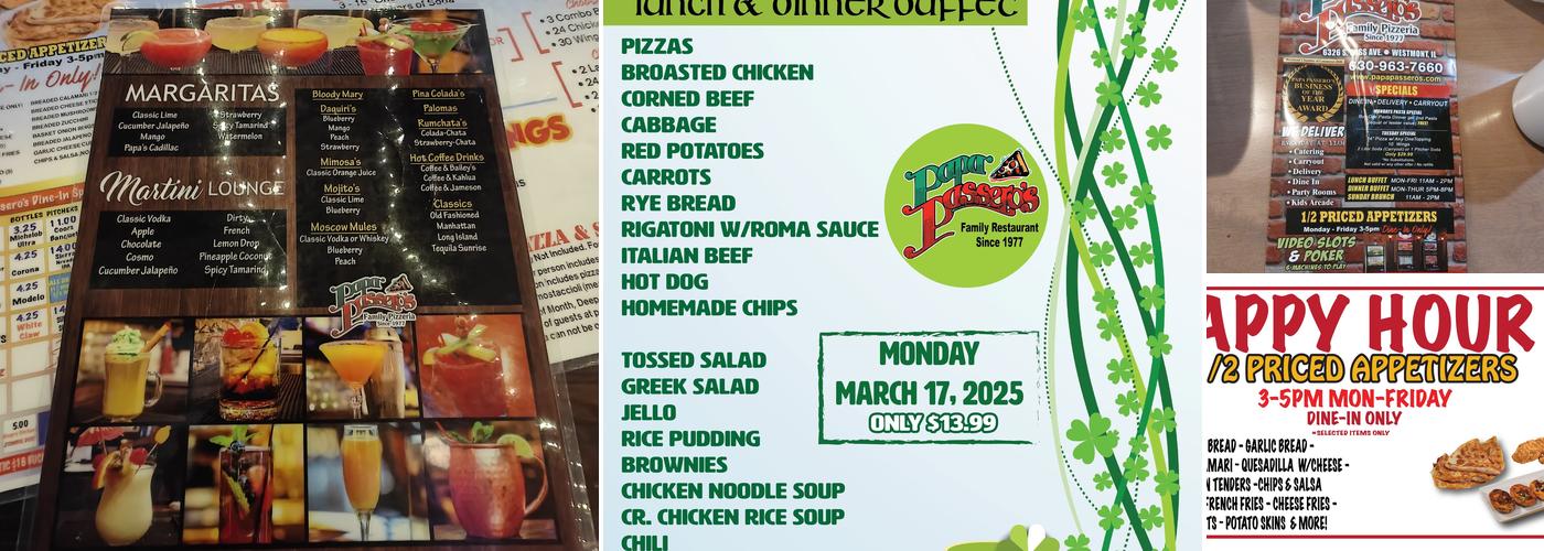 Papa Passero's Menu