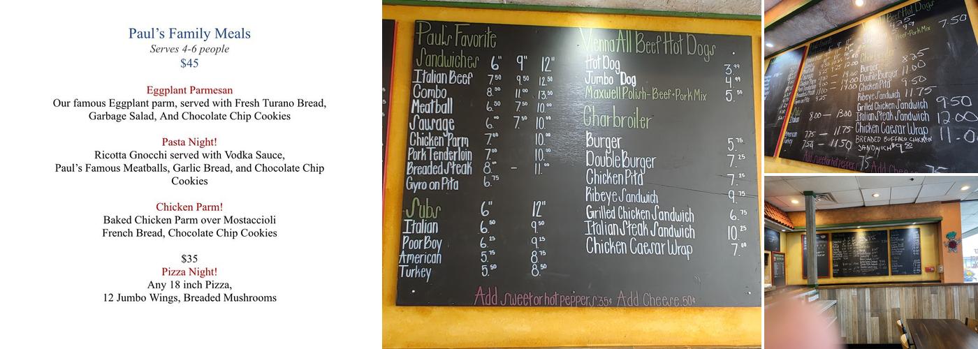 Paul's Pizza & Hotdogs Menu