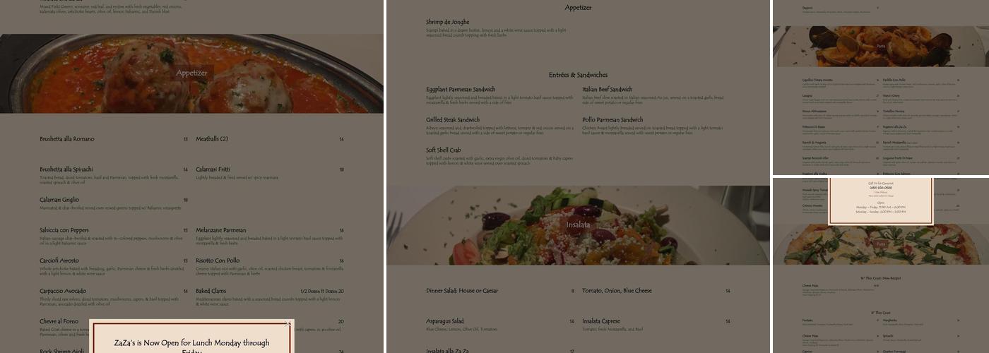 ZaZa’s Menu