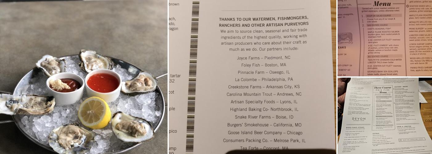 Devon Seafood & Steak Menu