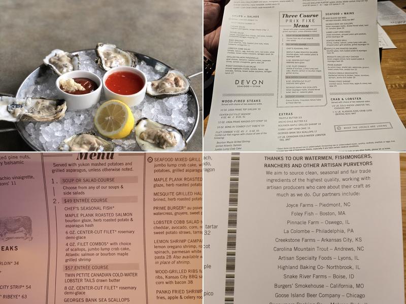 Devon Seafood & Steak Menu