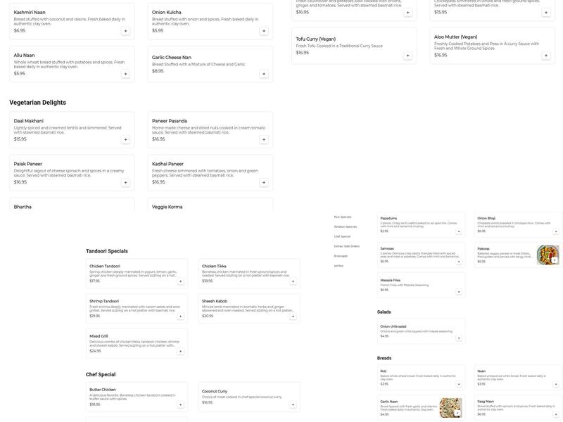 Great Cuisine of India Menu