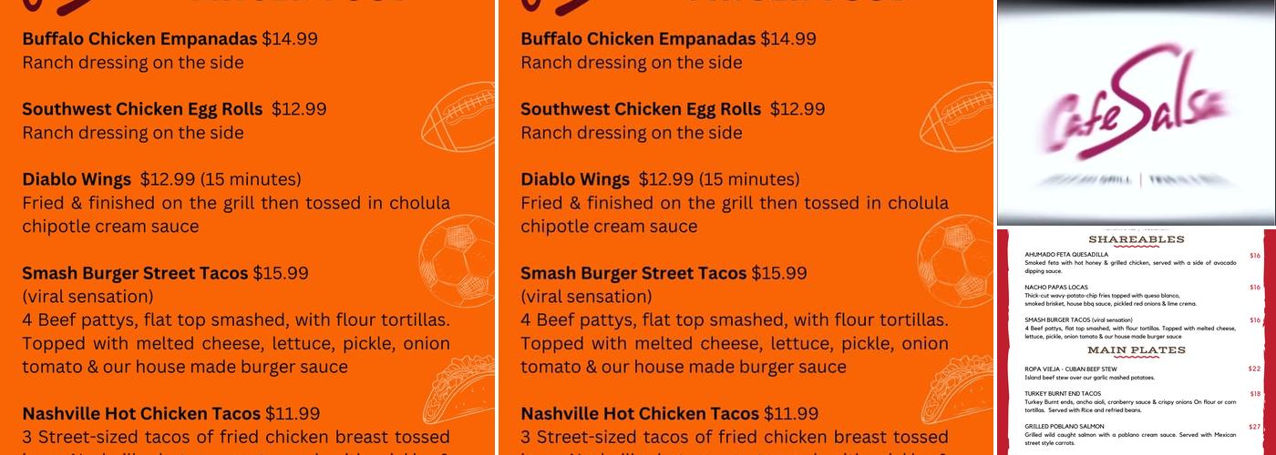 Cafe Salsa Menu