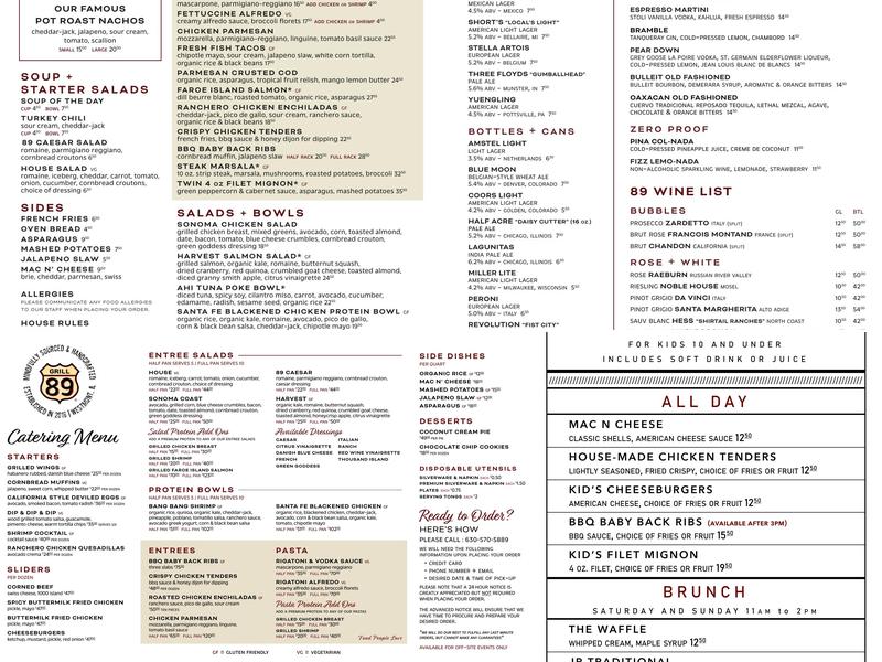 Grill 89 Menu
