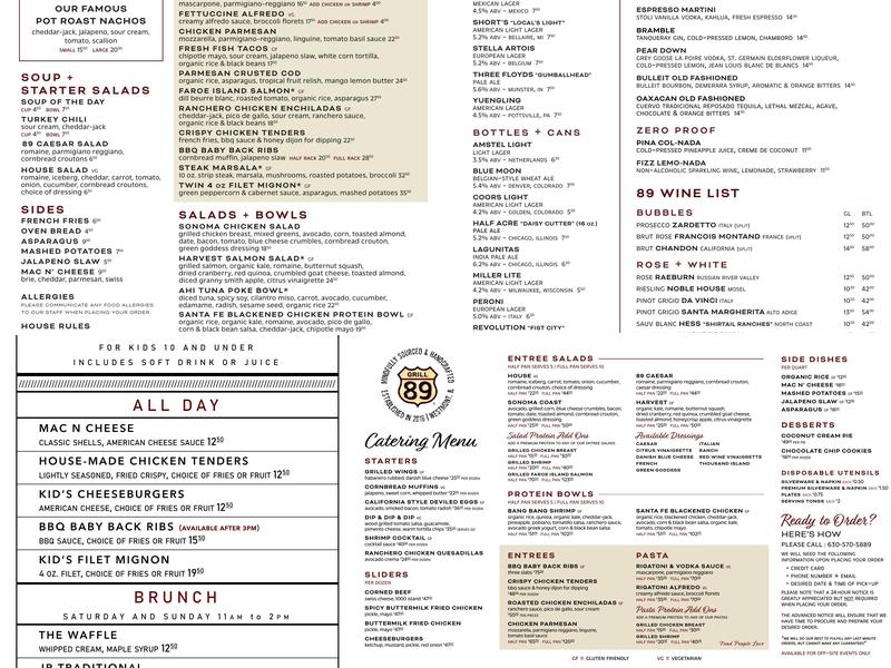 Grill 89 Menu