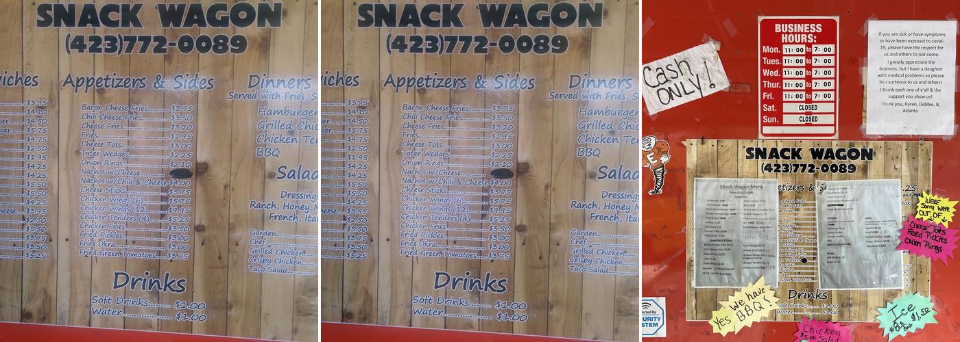 Snack Wagon Menu