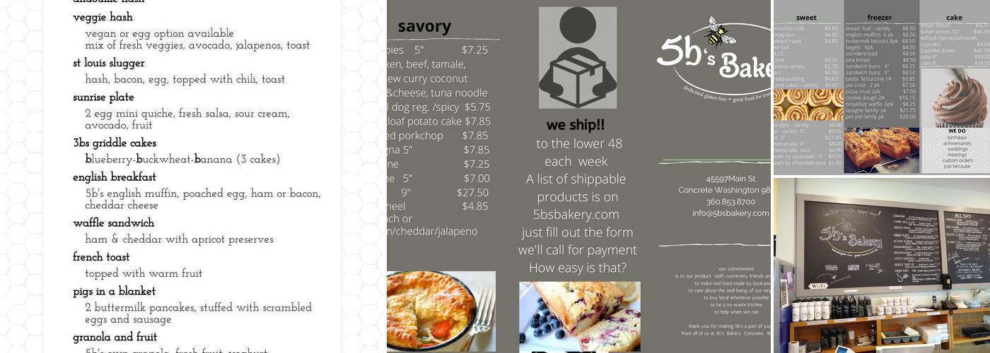 5b's Bakery & Eatery Menu