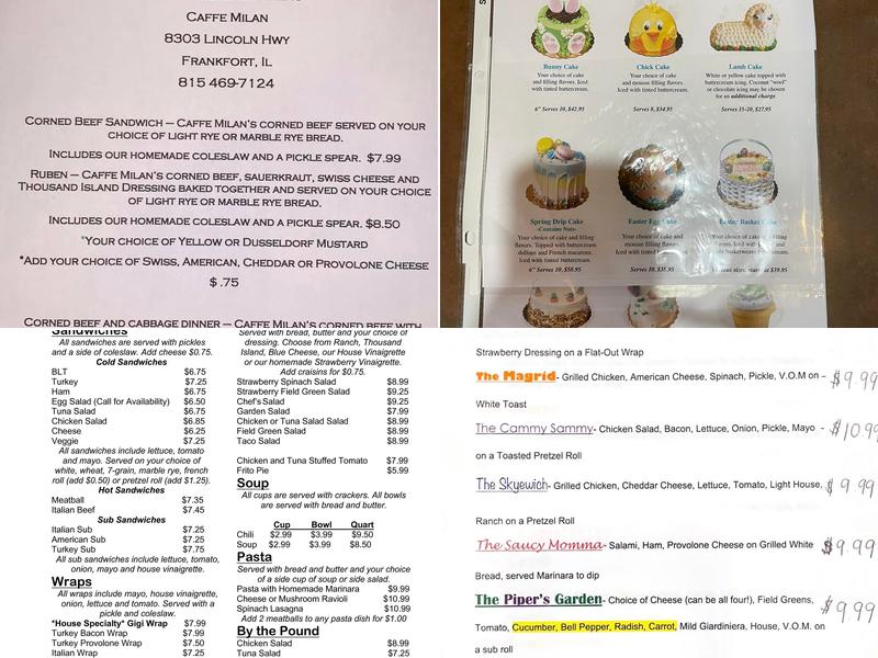 Caffe Milan Menu