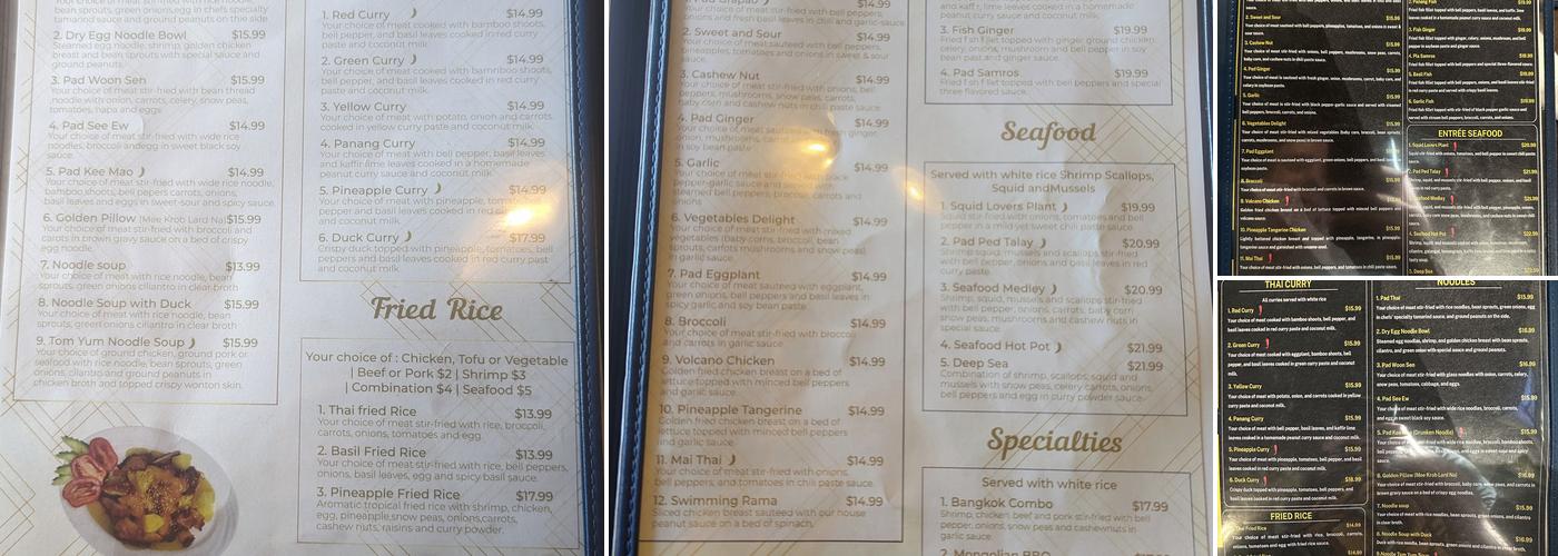 Tong Phoon Thai Restaurant Menu