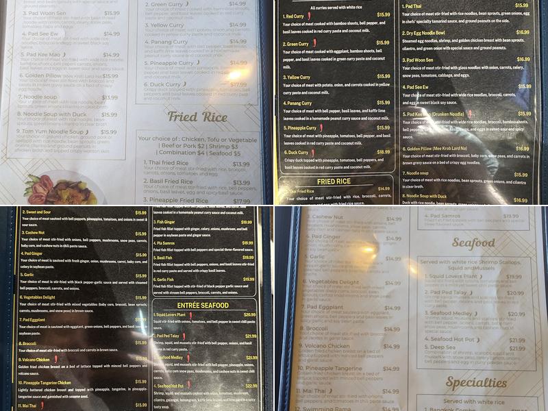 Tong Phoon Thai Restaurant Menu