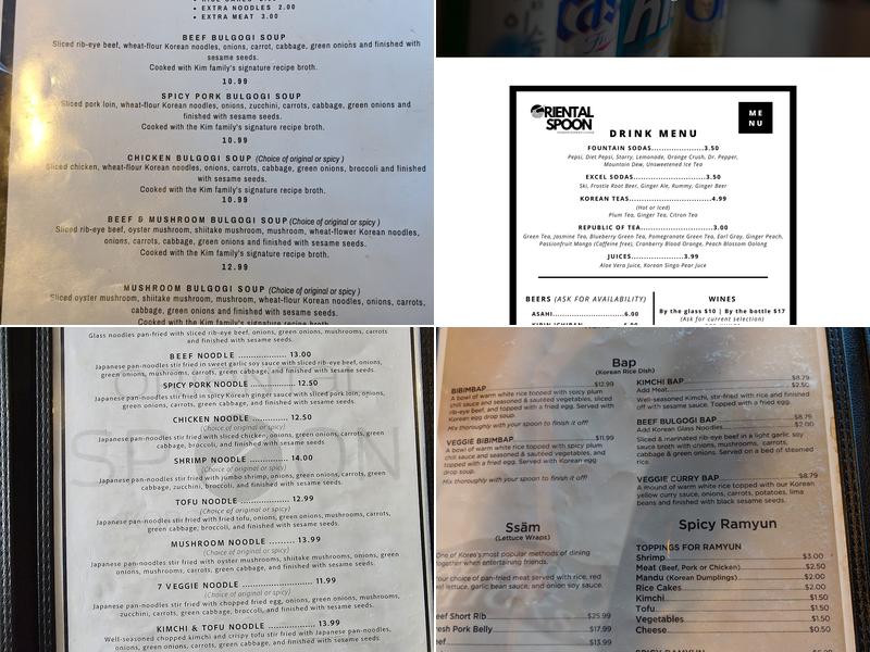 Oriental Spoon Menu
