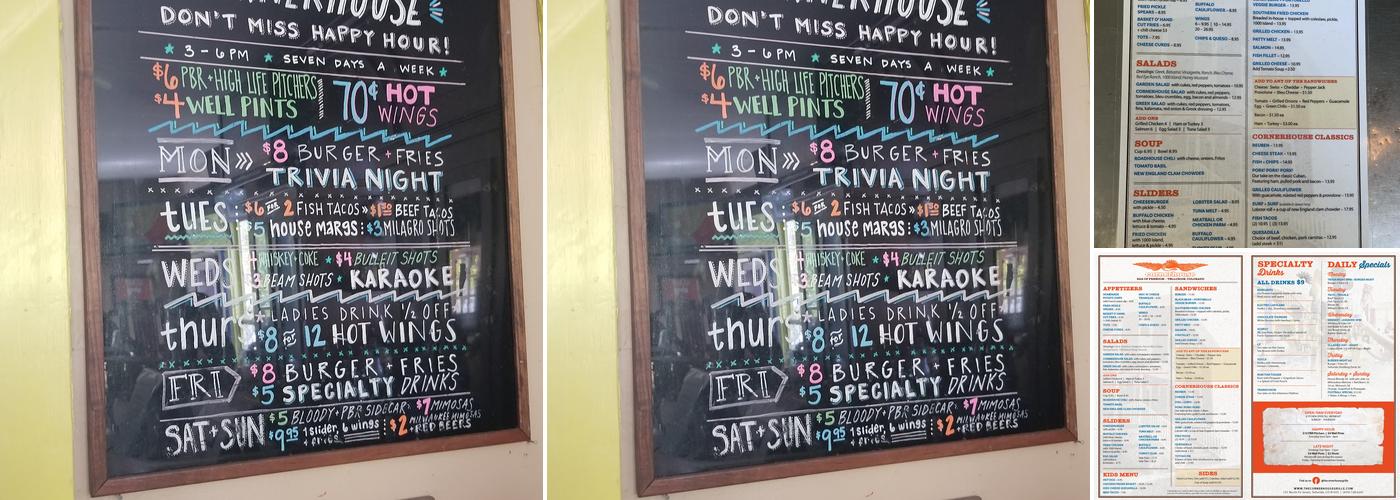 Cornerhouse Grille Menu