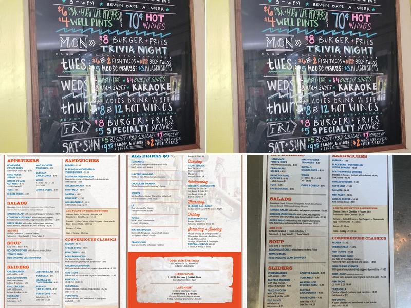 Cornerhouse Grille Menu