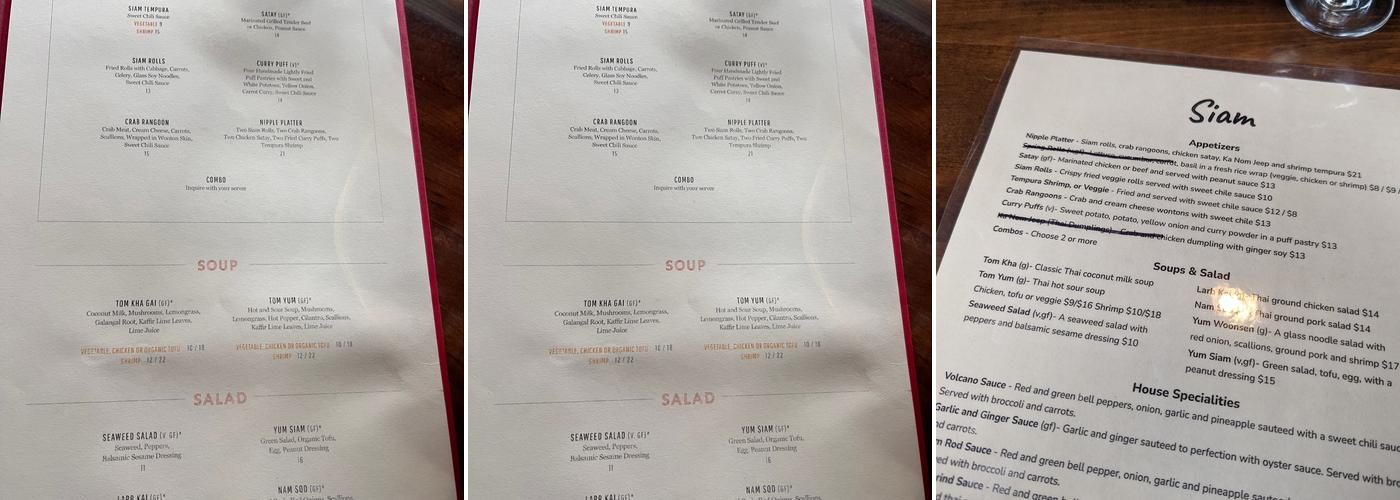 Siam Menu