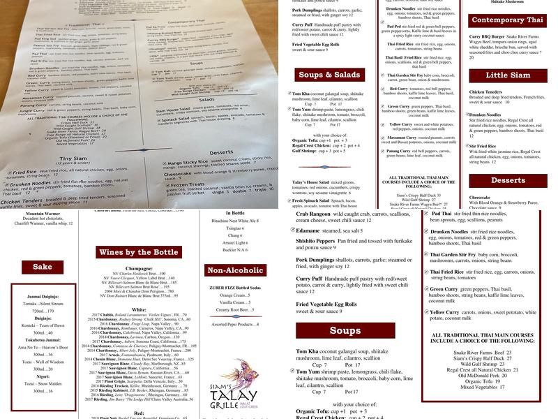 Siam Talay Grille Menu