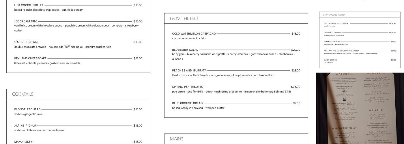 Side Work Restaurant Menu