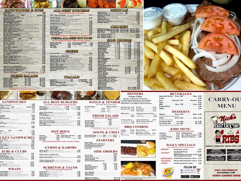 Nick's Barbecue Menu