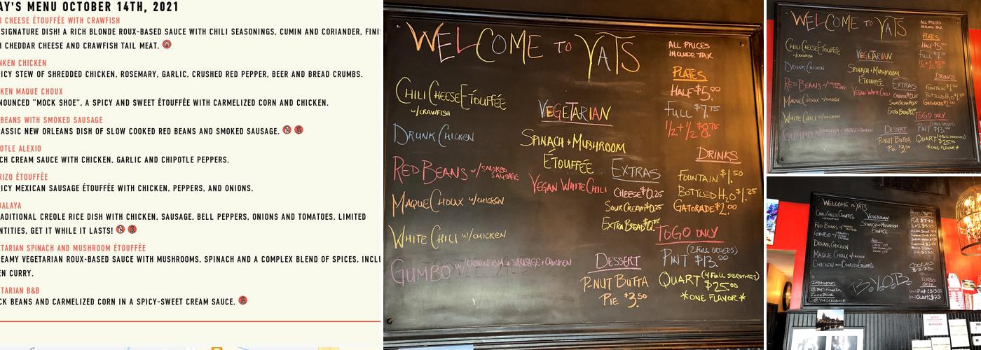 Yats Menu