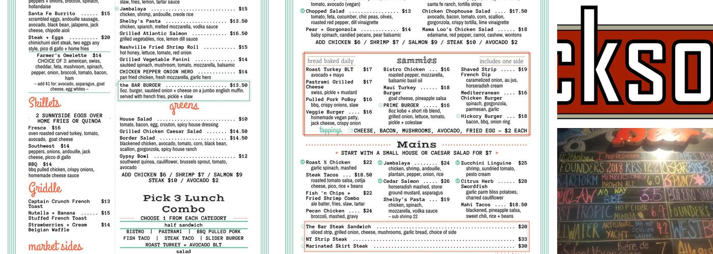 Jackson's Menu
