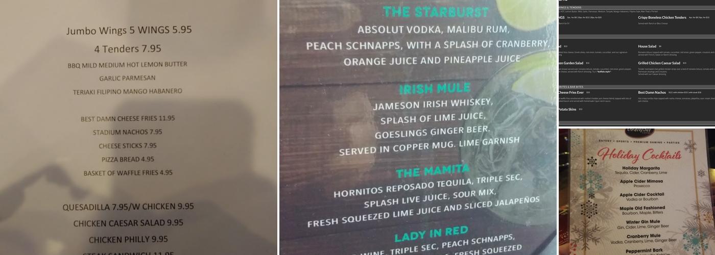 Underpass Lounge Menu