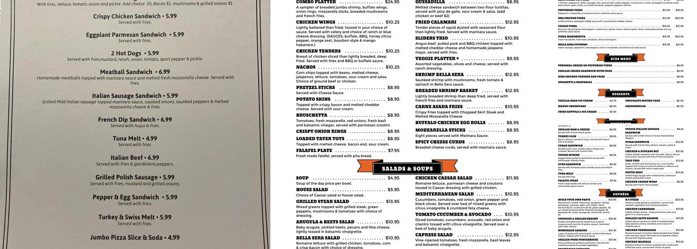 Q Bar & Grill Menu