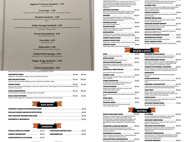 Q Bar & Grill Menu