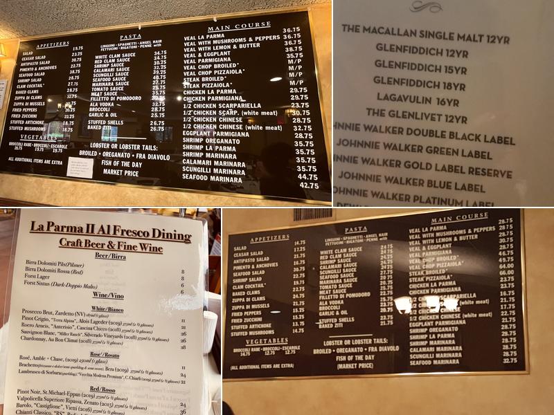 La Parma II Italian Restaurant Menu