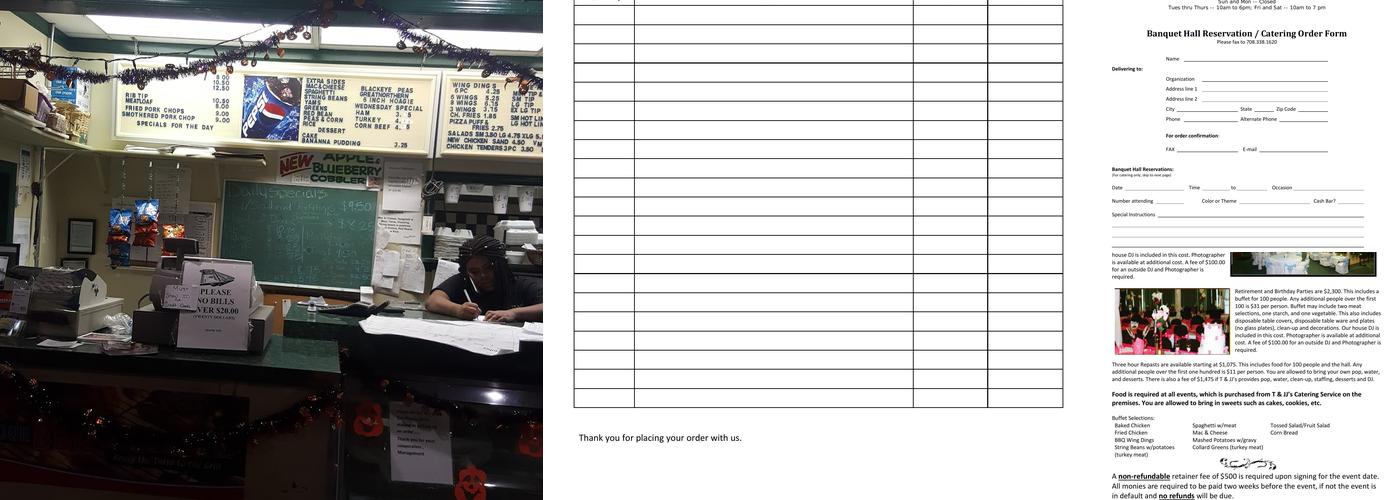 T & JJ's Supreme Steaks & Catering Service Menu