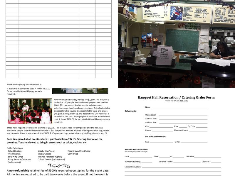 T & JJ's Supreme Steaks & Catering Service Menu